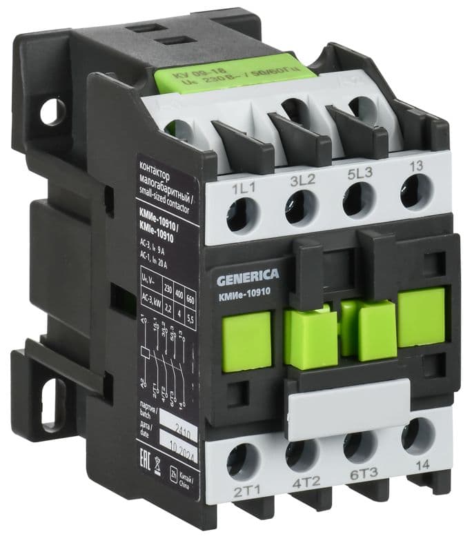 Контактор КМИе-10910 9А 230В/АС3 1НО GENERICA KKME11-009-230-10