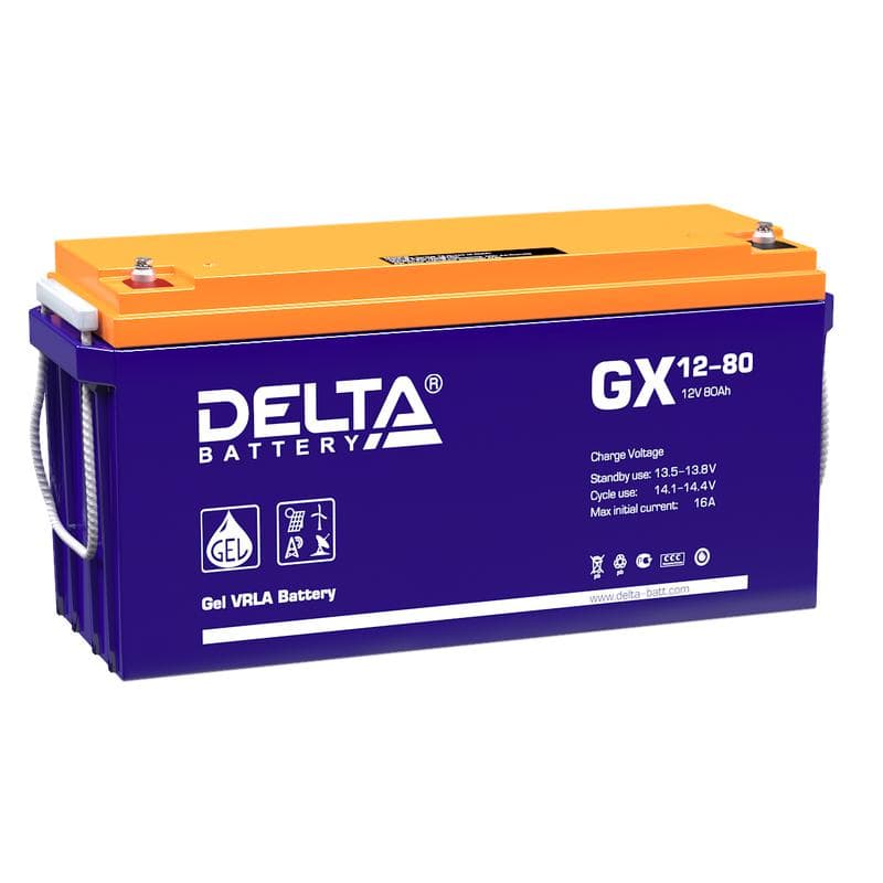 Аккумулятор 12В 80А.ч GX 12-80 Delta 4614010170017