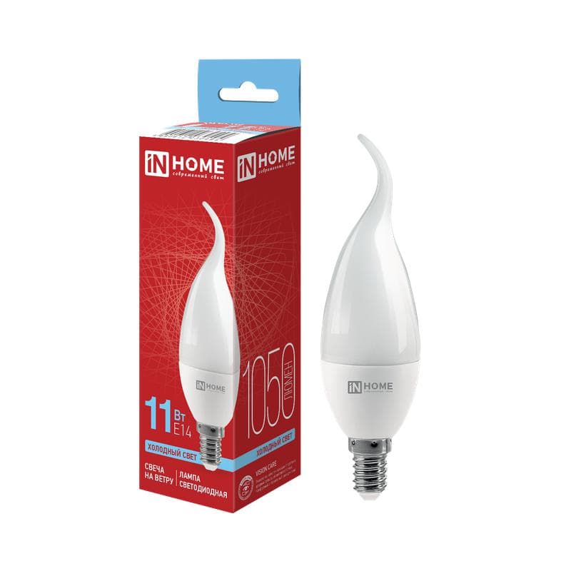 Лампа светодиодная LED-СВЕЧА НА ВЕТРУ-VC 11Вт свеча на ветру 6500К холод. бел. E14 1050лм 230В IN HOME 4690612030494
