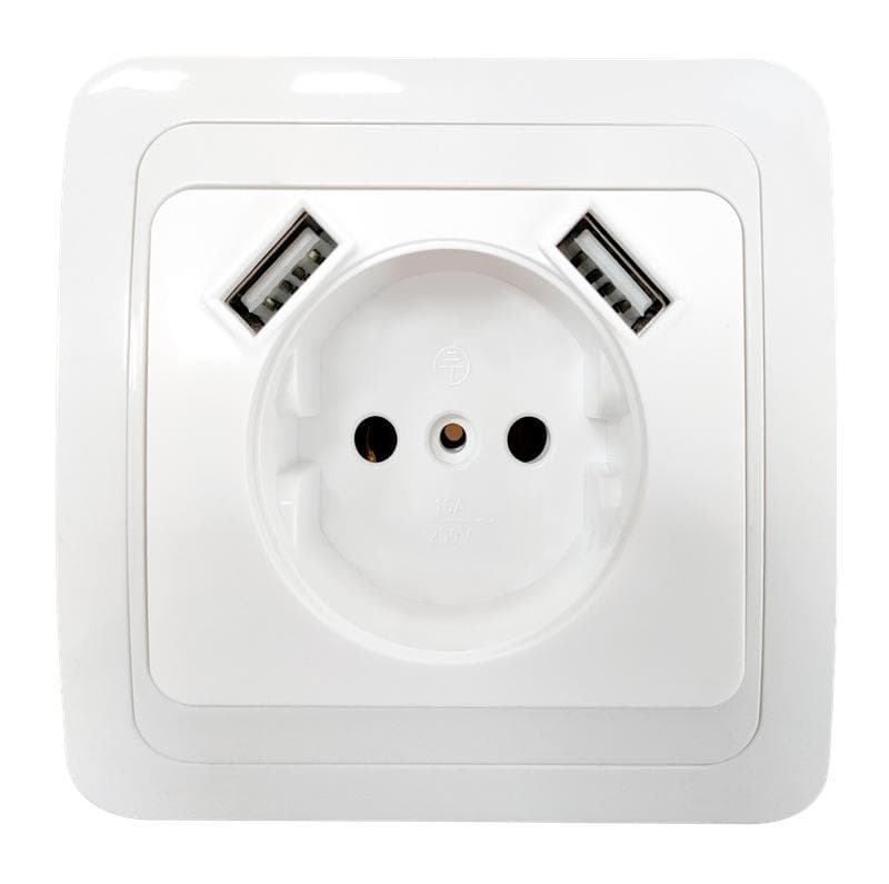 Розетка 1-м Classico 2147 IP20 с 2-мя USB бел. IN HOME 4690612035260