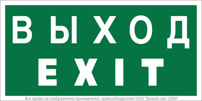 Знак безопасности NPU-1510.E24 "Выход-EXIT" Белый свет a10881