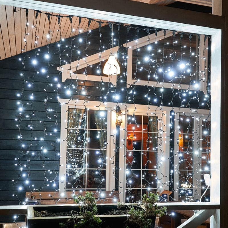 Гирлянда светодиодная "Светодиодный Дождь" 2х3м 600LED бел. 80Вт 230В IP65 эффект мерцания провод черн. (нужен шнур питания 303-500) Neon-Night 235-201