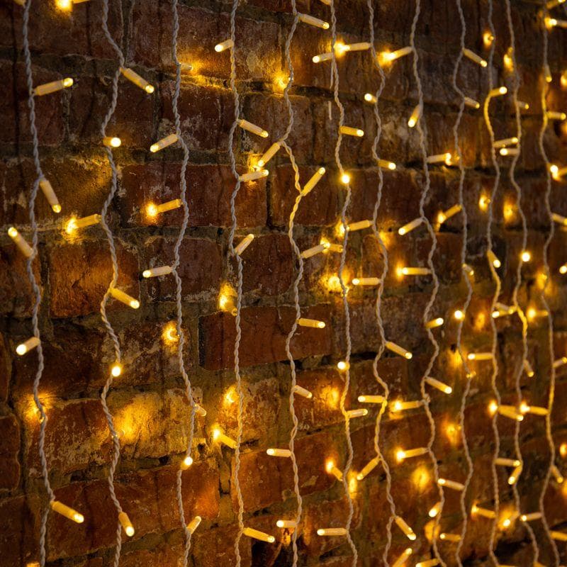 Гирлянда светодиодная "Светодиодный Дождь" 2х3м 600LED тепл. бел. 70Вт 230В IP65 постоян. свечение провод бел. (нужен шнур питания 303-500-1) Neon-Night 235-136