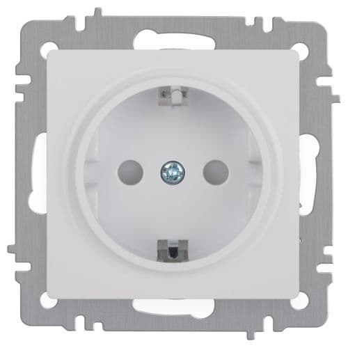 Розетка 1-м СП Accent 6-206-01 16А IP20 250В 2P+E Schuko защ. шторки AL/CU бел. Intro Б0063506